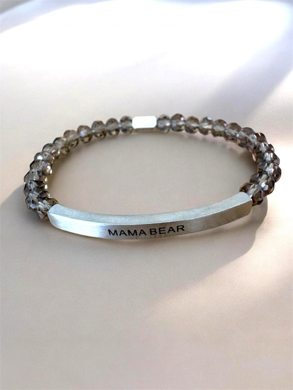 Inspiration Co "Mama Bear" Bracelet, Black Crystal (S) Tarnish-resistant / NEW